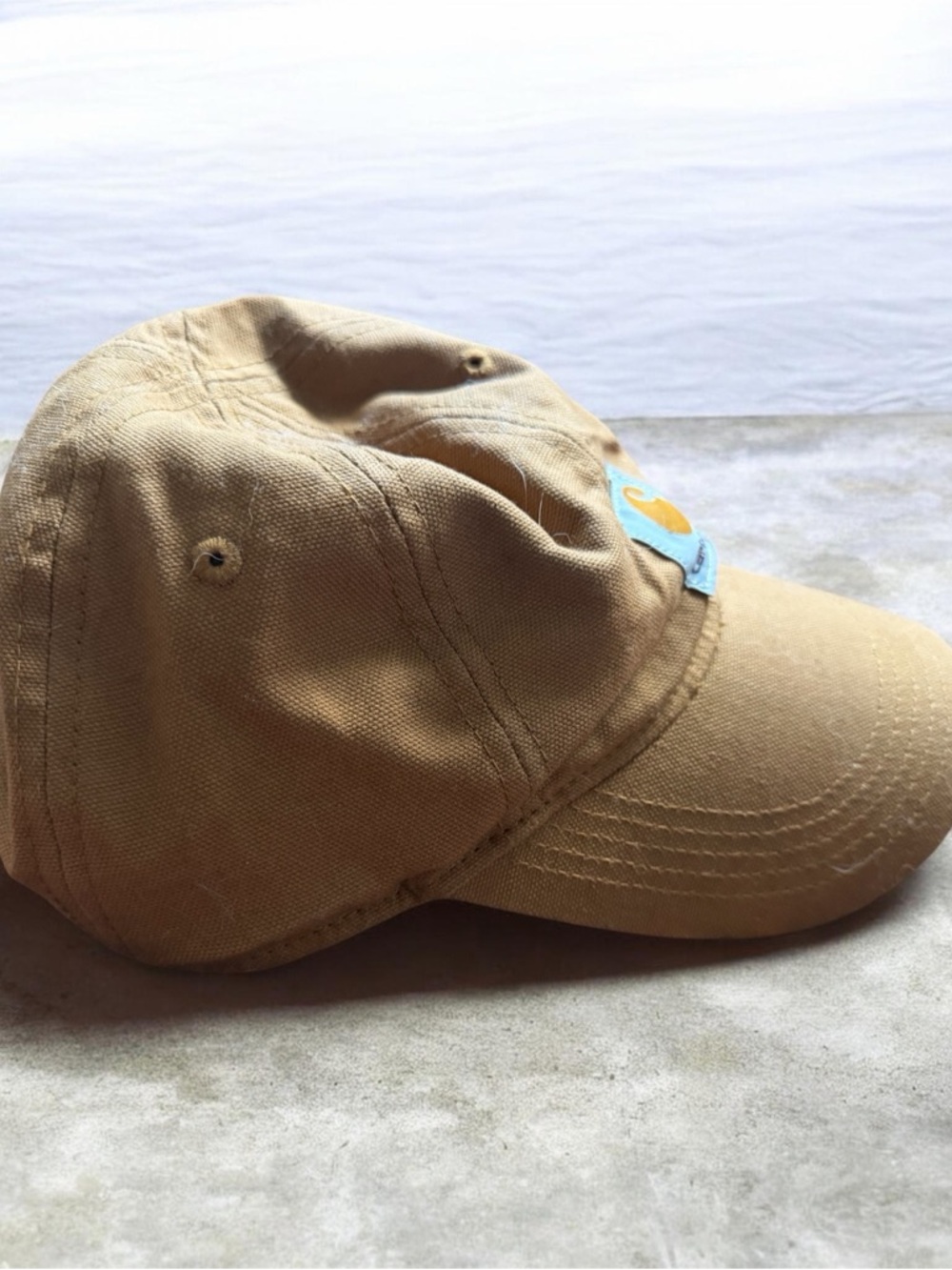 Carhartt Kids Tan Canvas Hat Logo Patch Adjustable - Picture 3 of 6